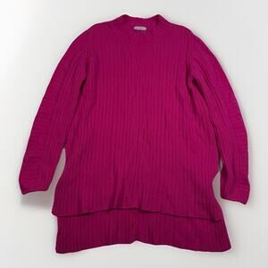 CO Collections Wool Cashmere Tunic Sweater Soft Ribbed Knit Pink Size Small